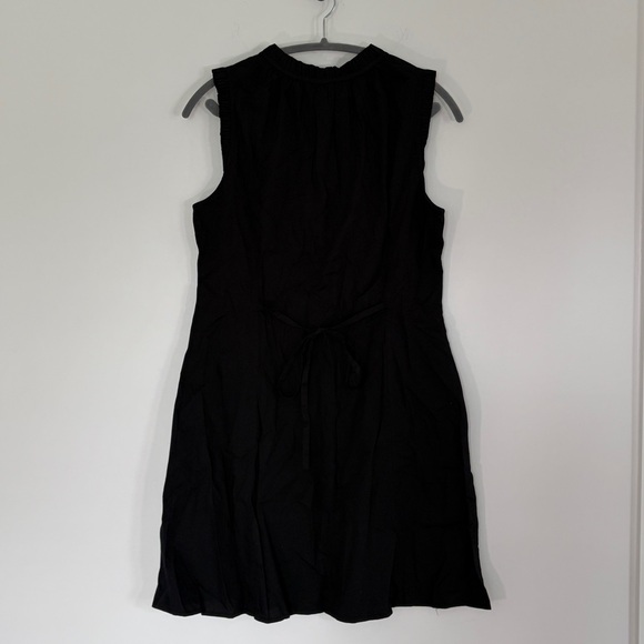 NWT J Crew Ruffle tie-neck Sleeveless Black mini dress A-line button front size - Picture 5 of 13